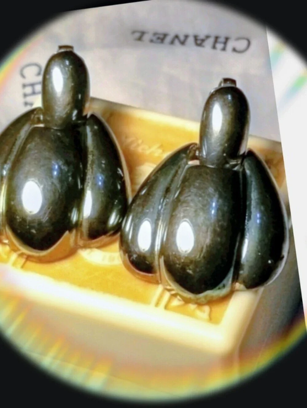 GIVENCHY PARIS NY Gun Metal Vintage Earrings